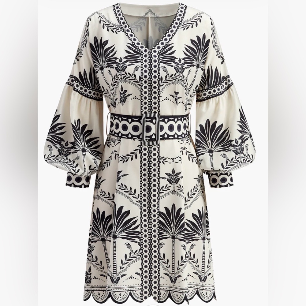 Elegant Black and White Patterned Dress